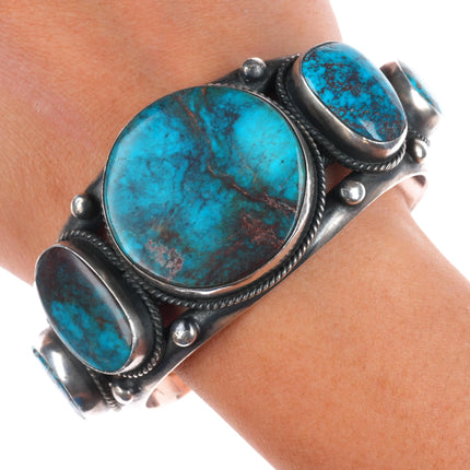 6.75" Verdy Jake Navajo Smoky Bisbee turquoise sterling silver cuff bracelet
