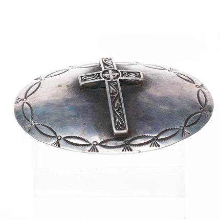 vintage James Mason Navajo sterling silver hand stamped cross belt buckle