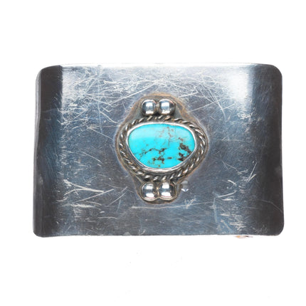 Vintage modernist sterling silver belt buckle with turquoise