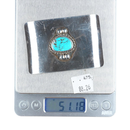 Vintage modernist sterling silver belt buckle with turquoise