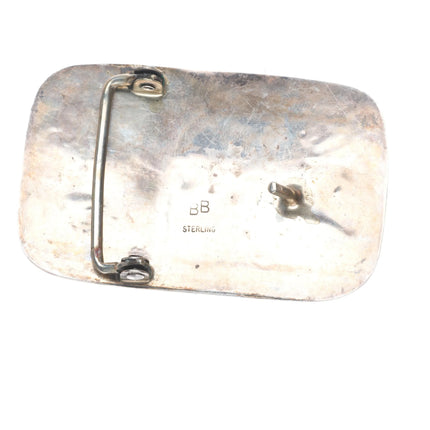 Benjamin Becenti Navajo sterling silver channel inlay Kachina belt buckle