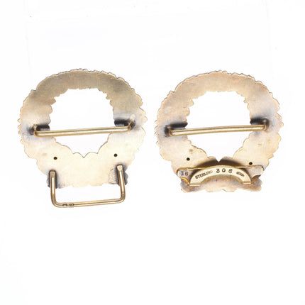 Antique William Kerr gilt sterling silver repousse wreath belt buckle 2 piece