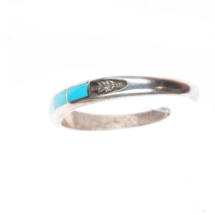 6.15" Vintage Navajo sterling silver channel inlay turquoise cuff bracelet