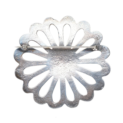 40's-50's large Navajo cast sterling silver pin