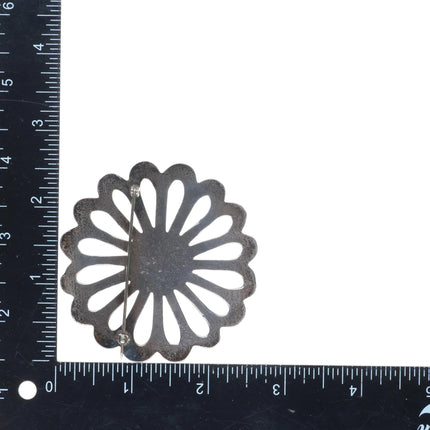 40's-50's large Navajo cast sterling silver pin