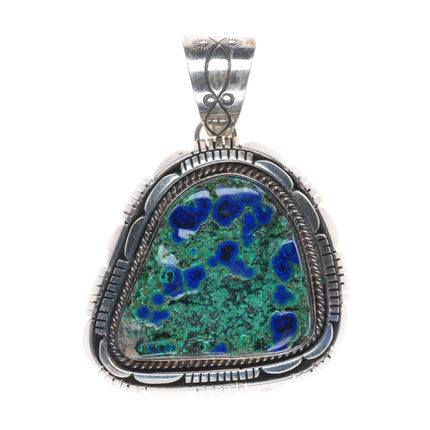 Large Spencer Navajo Azurite sterling silver Native American pendant
