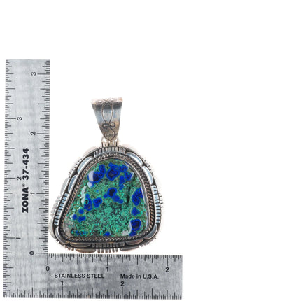 Large Spencer Navajo Azurite sterling silver Native American pendant
