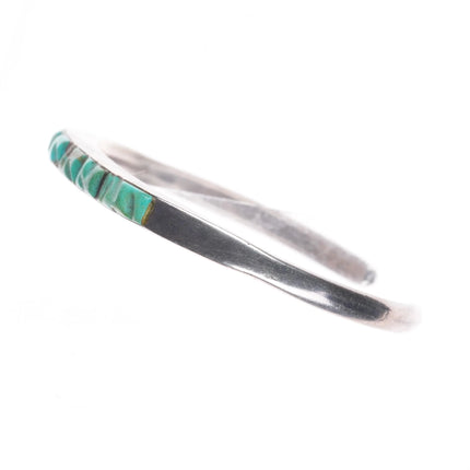 6" 40's-50's Zuni hand carved turquoise slim stacker silver cuff bracelet