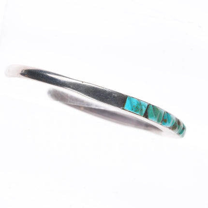 6" 40's-50's Zuni hand carved turquoise slim stacker silver cuff bracelet