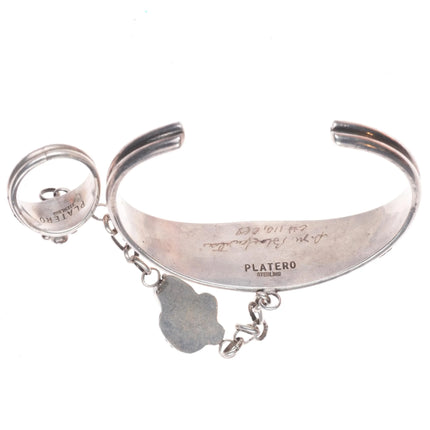 6.5"/sz5.5 ring vintage Platero Navajo sterling silver turquoise slave bracelet