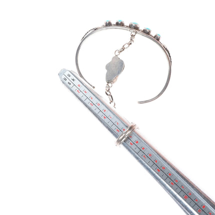 6.5"/sz5.5 ring vintage Platero Navajo sterling silver turquoise slave bracelet