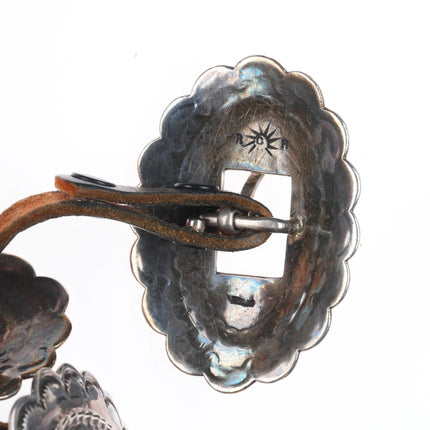 Vintage RCH Navajo first phase style sterling silver heavily stamped concho belt