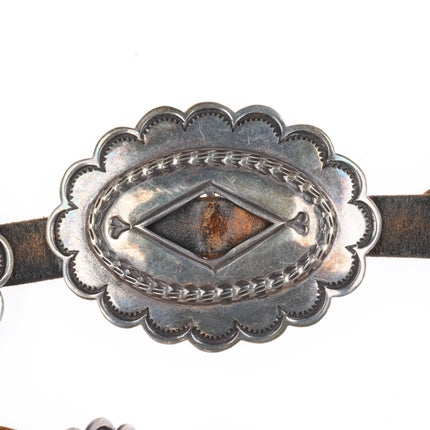 Vintage RCH Navajo first phase style sterling silver heavily stamped concho belt