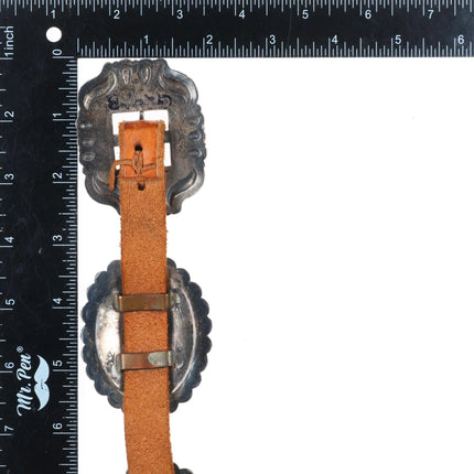Vintage Navajo sterling silver heavily stamped concho belt
