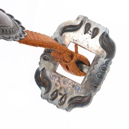 Vintage Navajo sterling silver heavily stamped concho belt