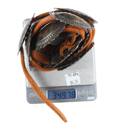 Vintage Navajo sterling silver heavily stamped concho belt