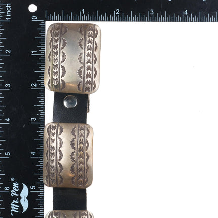 Vintage  Calvin Mariano Navajo sterling silver heavily stamped concho belt
