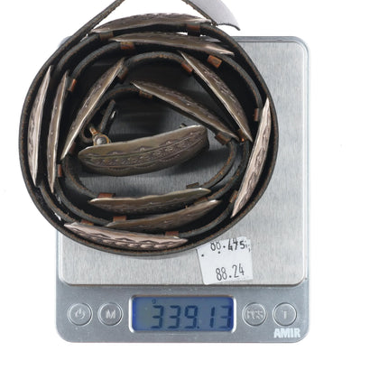 Vintage  Calvin Mariano Navajo sterling silver heavily stamped concho belt