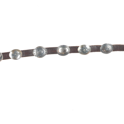 Patrick Ohlinger Coin/Sterling silver, turquoise, coral hand stamped concho belt