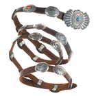 Patrick Ohlinger Coin/Sterling silver, turquoise, coral hand stamped concho belt