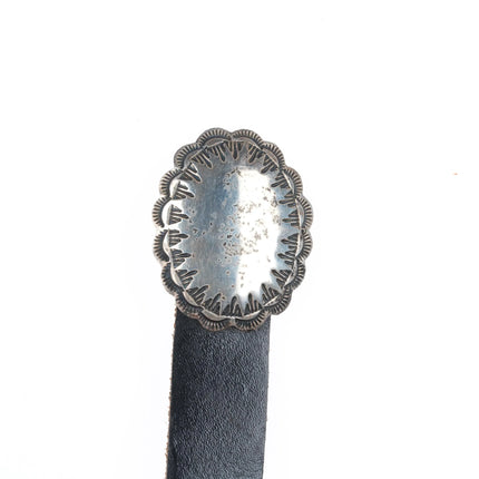 Vintage Navajo sterling silver concho hatband for cowboy hat on leather belt