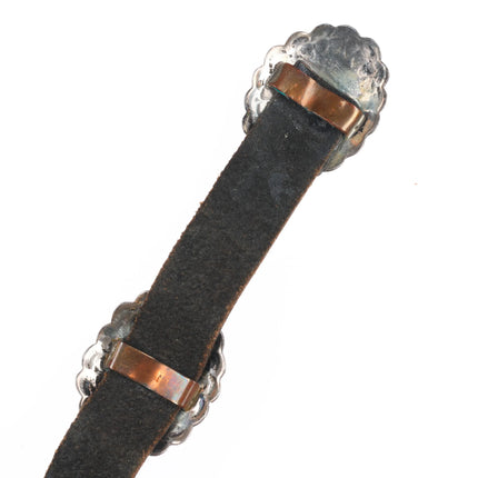 Vintage Navajo sterling silver concho hatband for cowboy hat on leather belt