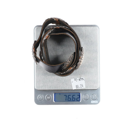 Vintage Navajo sterling silver concho hatband for cowboy hat on leather belt