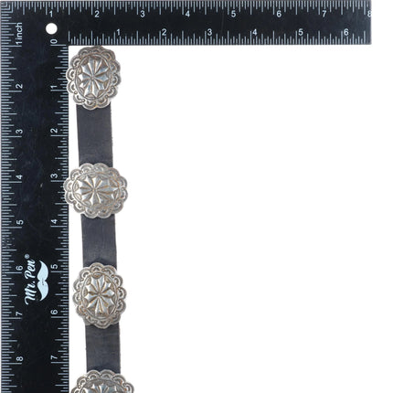 Vintage Navajo sterling silver concho hatband for cowboy hat on leather belt m