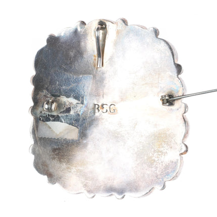 Vintage southwestern sterling silver turquoise/purple stone cluster pendant/pin