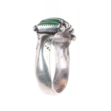 sz8.5 Janice Paloma Zuni Vintage sterling silver green turquoise row ring