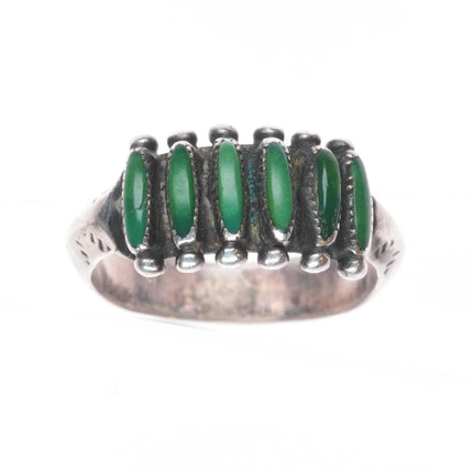 sz8.5 Janice Paloma Zuni Vintage sterling silver green turquoise row ring