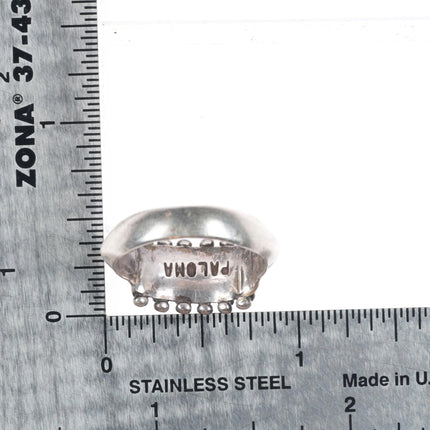 sz8.5 Janice Paloma Zuni Vintage sterling silver green turquoise row ring