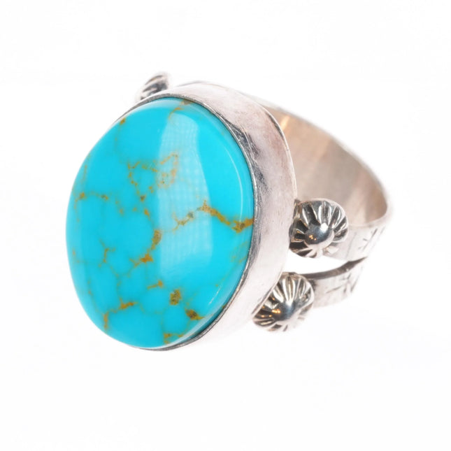 sz8 Ruth Ann Begay Navajo sterling silver ring with nice turquoise