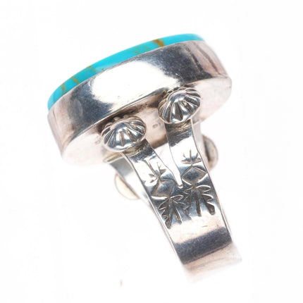 sz8 Ruth Ann Begay Navajo sterling silver ring with nice turquoise