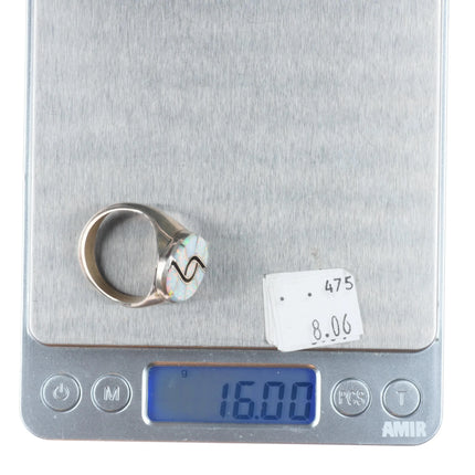 sz13 Cecil Lee Navajo sterling silver opal hummingbird inlay men's ring