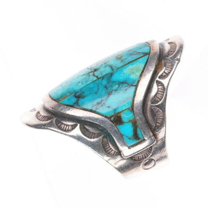 sz9 Donny & Dorothy Clark Navajo sterling silver turquoise shiel ring size 9