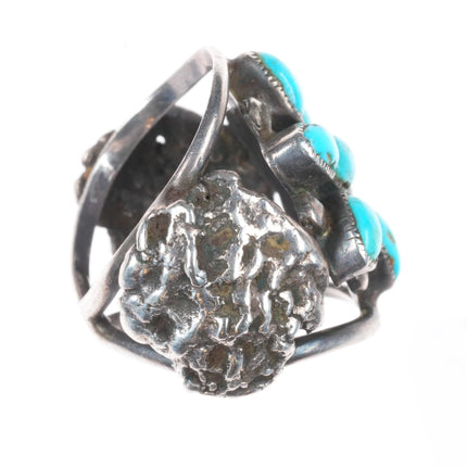sz7 vintage Navajo 7 stone turquoise star ring sterling silver