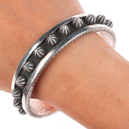 7.5" Ernest Rangel Navajo  sterling silver spiked/studded cuff bracelet