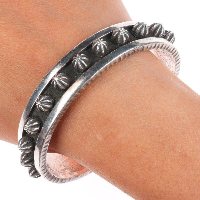 7.5" Ernest Rangel Navajo  sterling silver spiked/studded cuff bracelet
