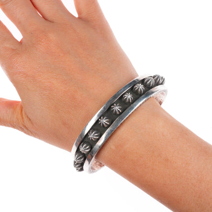 7.5" Ernest Rangel Navajo  sterling silver spiked/studded cuff bracelet