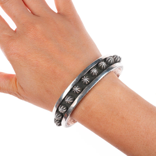 7.5" Ernest Rangel Navajo  sterling silver spiked/studded cuff bracelet