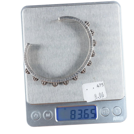 7.5" Ernest Rangel Navajo  sterling silver spiked/studded cuff bracelet