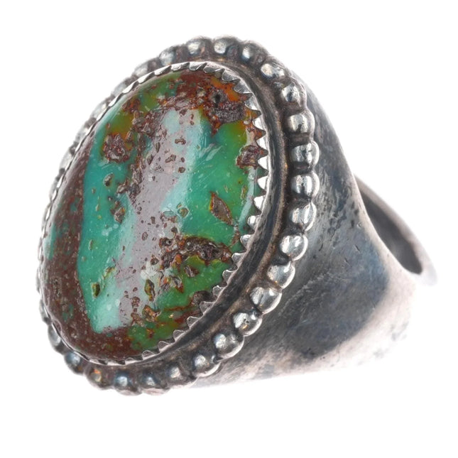 sz10 Vintage Navajo sterling silver green Royston turquoise men's ring Size 10