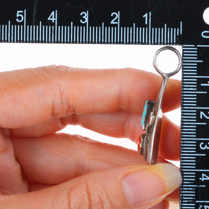 Effie Calavaza Zuni sterling silver, turquoise, coral snake pendant