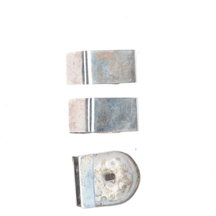 Vintage Navajo southwestern sterling silver ranger belt buckle set 3/4"