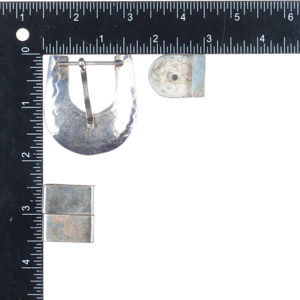 Vintage Navajo southwestern sterling silver ranger belt buckle set 3/4"