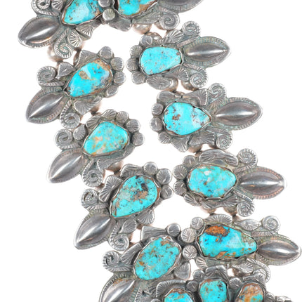 26" Large Dan Simplicio Zuni turquoise/sterling silver squash blossom necklace