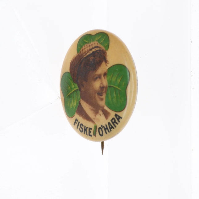 Antique Fiske O'Hara Opera singer/Actor pinback button clover