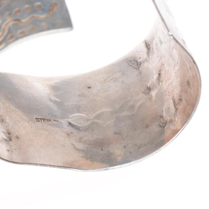 6.6" Navajo 30's-40's Fred Harvey snakes sterling silver turquoise cuff bracelet