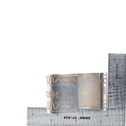 6.6" Navajo 30's-40's Fred Harvey snakes sterling silver turquoise cuff bracelet